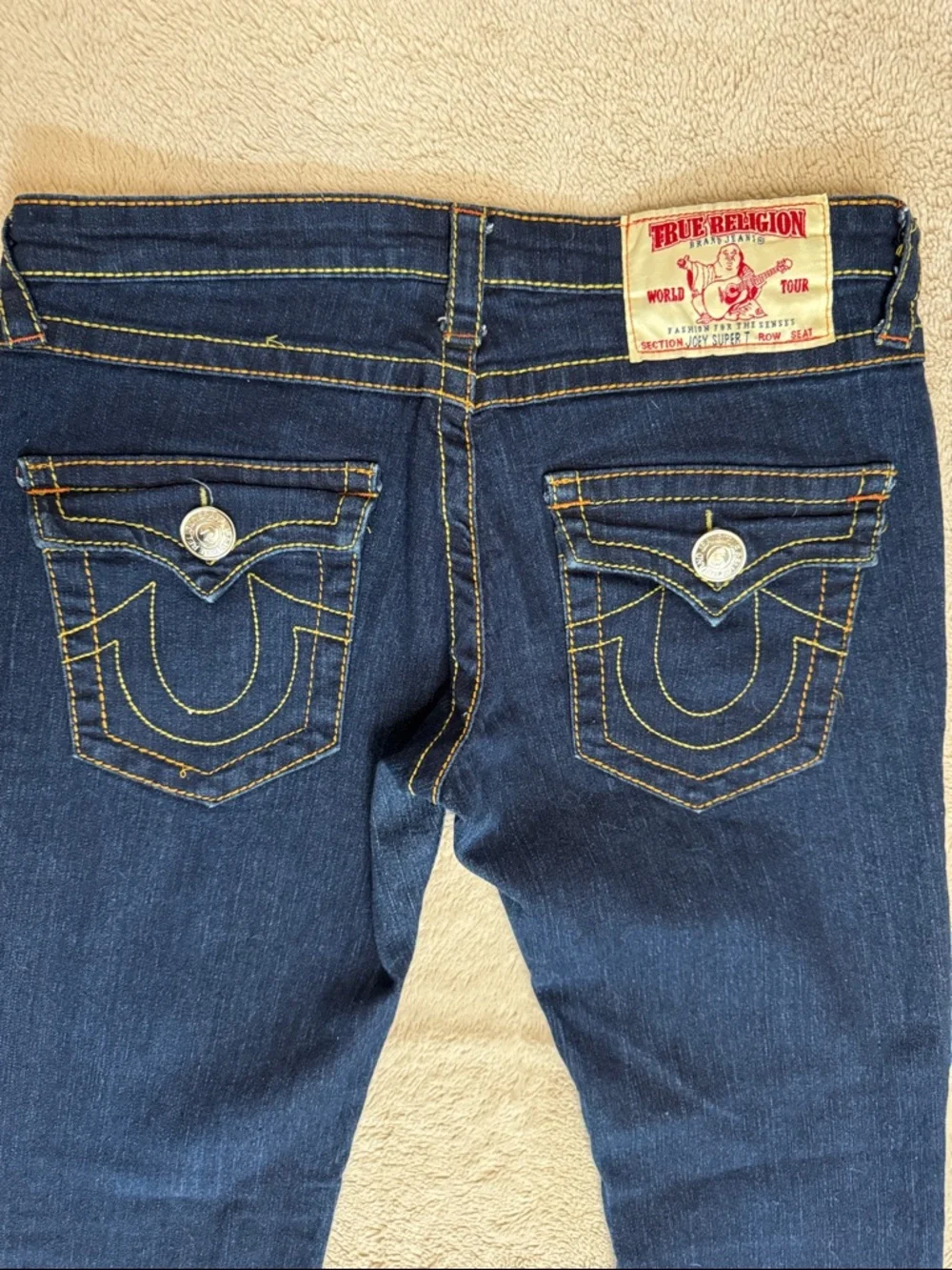 True Religion Joey Super T Indigo Dark Wash Flared Leg Jeans sz 31 - Picture 11 of 12